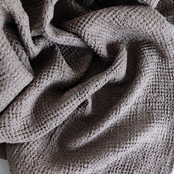 [補貨] 亞麻華夫格毛巾，藍灰色 第8張的照片