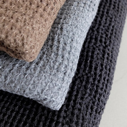 [補貨] 亞麻華夫格毛巾，藍灰色 第9張的照片