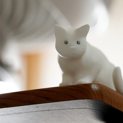 治愈樹脂雕像“我從上方看”，是一個貓雕像。在較小的室內放鬆。 第2張的照片