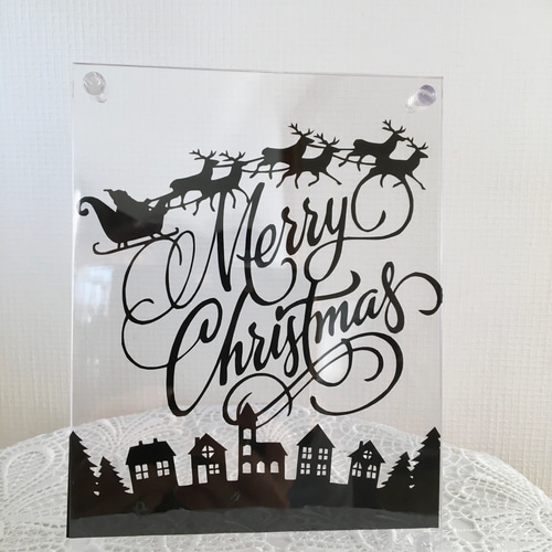 自作絵画（額入り）クリスマスver. クリスマスの小さい日本画 クリスマスツリー 絵画 紫苑工房 通販