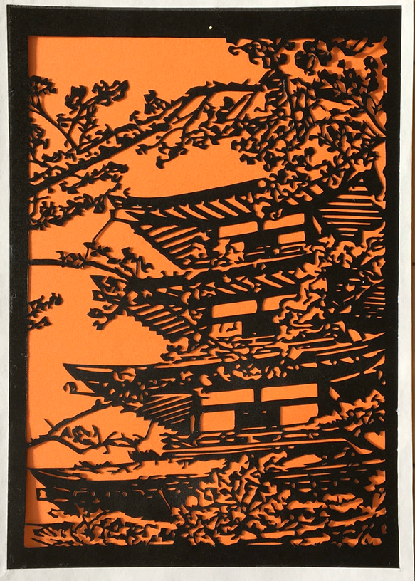 ☆日本の風景　桜☆ 切り絵　 2枚目の画像