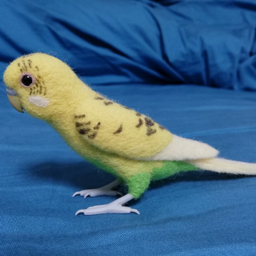 羊毛フェルト セキセイインコ ハルクインイエロー 羊毛フェルト とり 