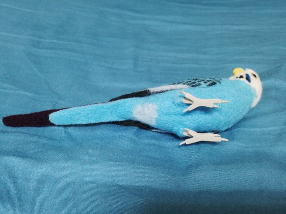 羊毛フェルト　セキセイインコ　オパーリンブルー 6枚目の画像