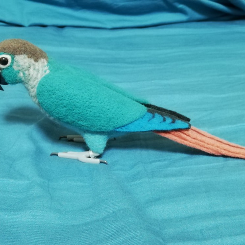 羊毛フェルト ホオミドリアカオウロコインコ ブルー 羊毛フェルト とり