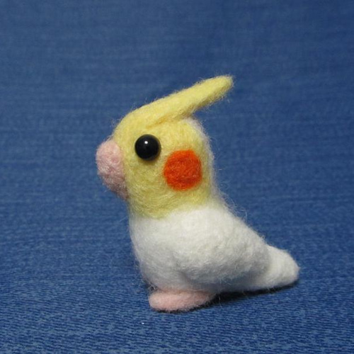 羊毛フェルト オカメインコ ルチノー 羊毛フィギュア 1/1サイズ♪ オカメインコ ルチノー☆羊毛