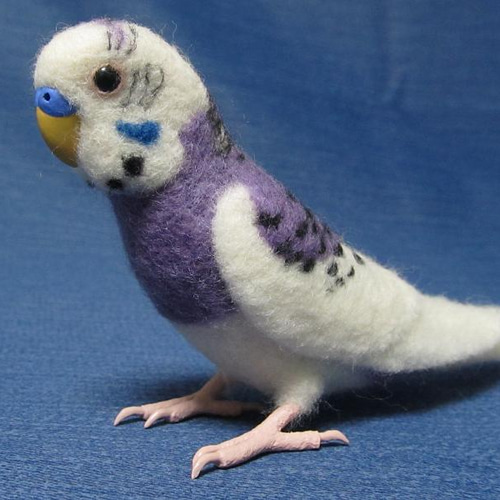 羊毛フェルト セキセイインコ パイドオパーリンバイオレット