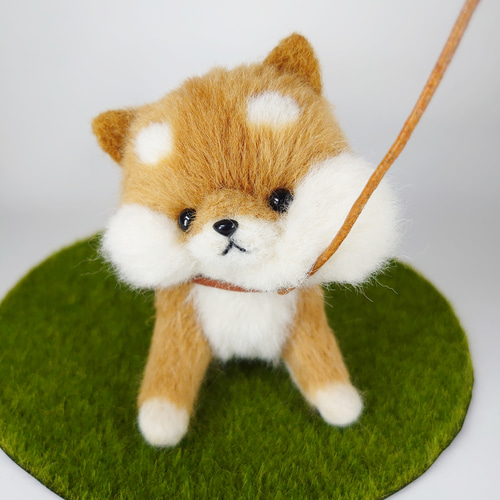拒否柴犬(拒否柴棒・芝セット) ～Wool Farm～ 羊毛フェルト 羊毛