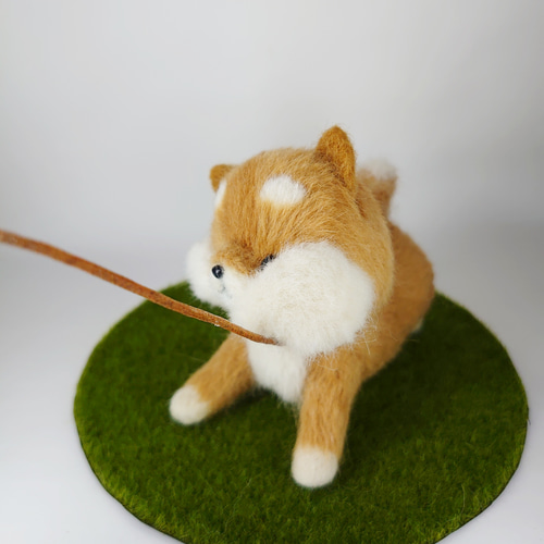 拒否柴犬(拒否柴棒・芝セット) ～Wool Farm～ 羊毛フェルト 羊毛