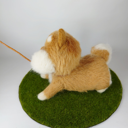拒否柴犬(拒否柴棒・芝セット) ～Wool Farm～ 羊毛フェルト 羊毛