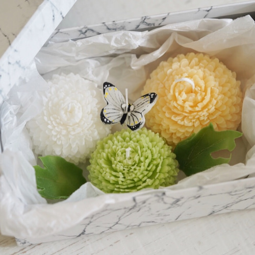 再販売まんまる可愛いポンポン菊のフラワーボックス⭐︎秋の贈り物に