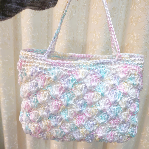 再再再販】スズランテープ ビニール バッグ パステル カラフル 松編み  