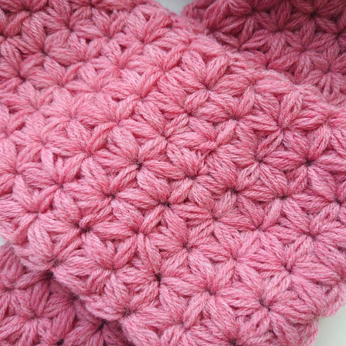 手編みマフラー リフ編み ピンク マフラー シュエット 通販｜Creema  