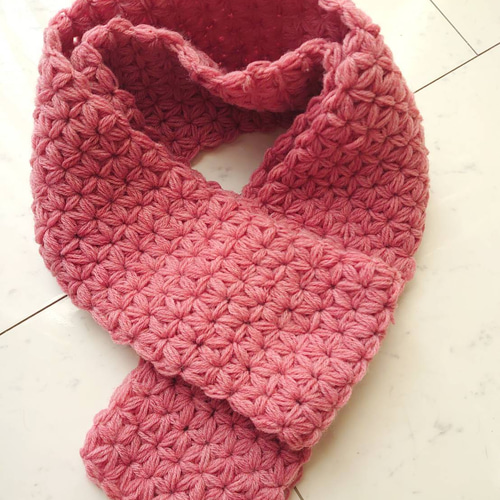 手編みマフラー リフ編み ピンク マフラー シュエット 通販 12883481