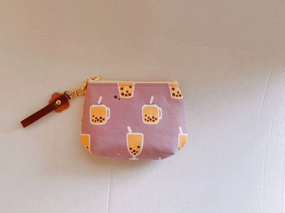 十公分拉鍊珍珠奶茶零錢包（紫色） 第2張的照片