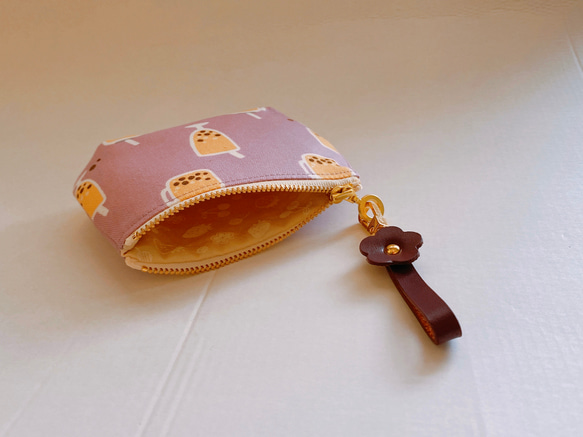 十公分拉鍊珍珠奶茶零錢包（紫色） 第3張的照片
