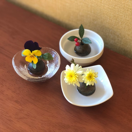備前焼の穴あき玉（3個セット） 一輪挿し・花瓶・花器 Bizenyaki Chizu