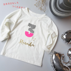 ネオン数字のバースデーTシャツ長袖♡cascade+neon 蛍光ピンク お名前＆年齢&お誕生日入り♡ 12枚目の画像