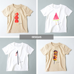 【Creema限定 夏の福袋】Foods on stick/リアルないちご飴の親子Tシャツ 名入れOK 7枚目の画像