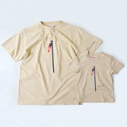 tent peg. ペグTシャツ ベージュ 名入れOK 1枚目の画像