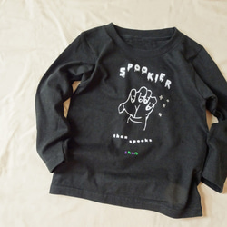 名入れok/親子のハロウィンTシャツ おばけよりもこわいのは・・ 長袖110～XL ロンT 親子セット 2枚目の画像