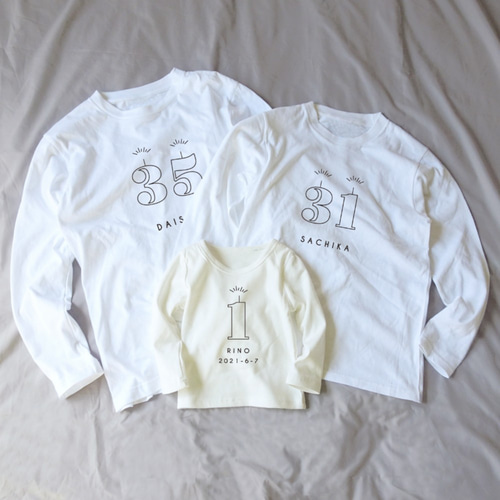 3枚　Tシャツ　数字　バースデー、ファミリー記念撮影等に大人気！ 3枚Tシャツ数字バースデー、ファミリー記念撮影等に大人気！