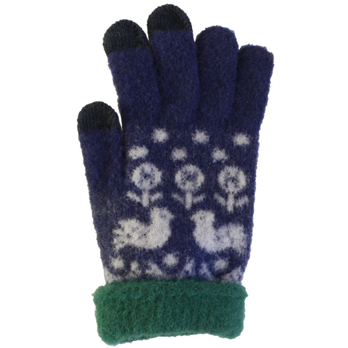 スマホ対応手袋 高感度 ふわふわ あったか fluffy gloves 小鳥