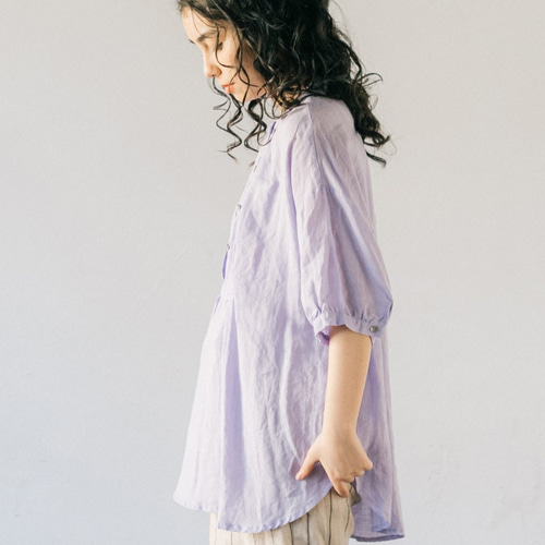 春の超早割15％OFF】リネン素材 お尻が隠れる丈のブラウス 5分袖