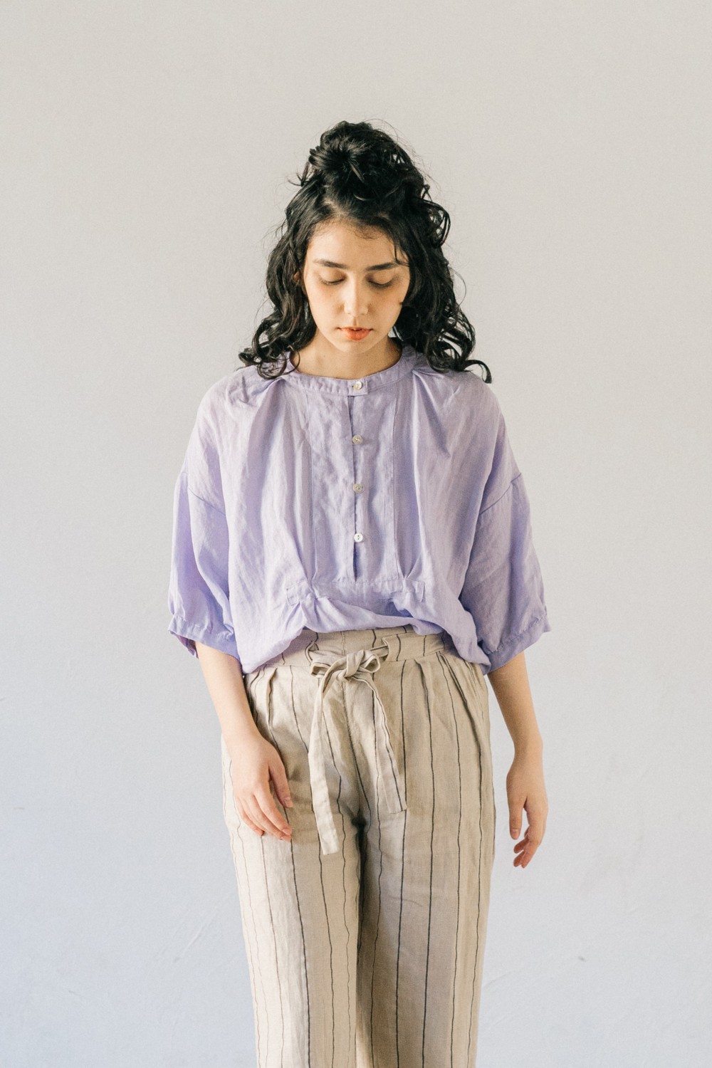 【春の超早割15％OFF】リネン素材 お尻が隠れる丈のブラウス 5分袖チュニック 速乾 コットン ALCEDO