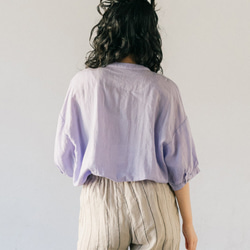 [亞麻材質] 長度覆蓋臀部的襯衫、5 袖束腰外衣、快乾棉、ALCEDO 第8張的照片