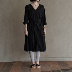 黑色棉襯衫裙可以單件穿著或用作haori 112001 ALCEDO 第2張的照片