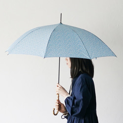 竹傘吹花天長傘晴雨兩用 ALCEDO 161018 陽傘小花圖案淺藍色 第9張的照片