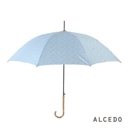 竹傘吹花天長傘晴雨兩用 ALCEDO 161018 陽傘小花圖案淺藍色 第11張的照片