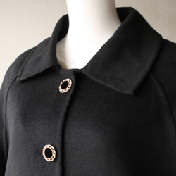 復古風格鈕扣高品質羊毛長款外套 黑色 116001 ALCEDO 第8張的照片