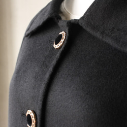 復古風格鈕扣高品質羊毛長款外套 黑色 116001 ALCEDO 第9張的照片