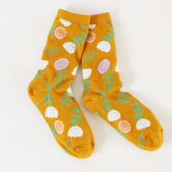 靴下　socks flower mustard ALCEDO レディース 3枚目の画像