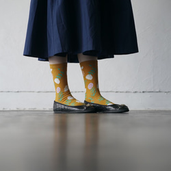 靴下　socks flower mustard ALCEDO レディース 2枚目の画像