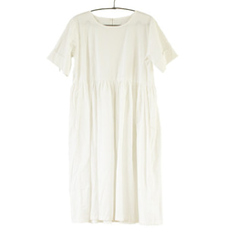 五分袖ワンピース cotton gather dress  white ALCEDO 4枚目の画像