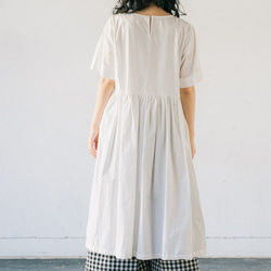 五分袖ワンピース cotton gather dress  white ALCEDO 3枚目の画像