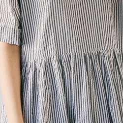 五分袖ワンピース ストライプ cotton gather dress stripe ALCEDO 5枚目の画像