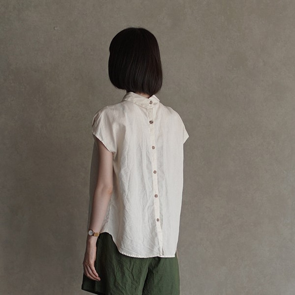 ブラウス linen back button blouse ivory ALCEDO 3枚目の画像