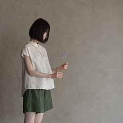 ブラウス linen back button blouse ivory ALCEDO 4枚目の画像