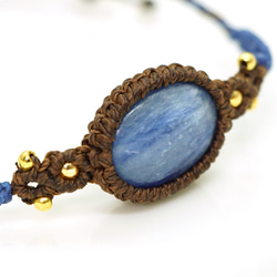 カイヤナイト マクラメ編み ブレスレット 天然石 2枚目の画像
