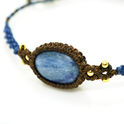 カイヤナイト マクラメ編み ブレスレット 天然石 3枚目の画像