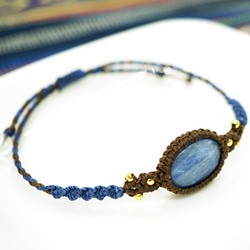 カイヤナイト マクラメ編み ブレスレット 天然石 4枚目の画像