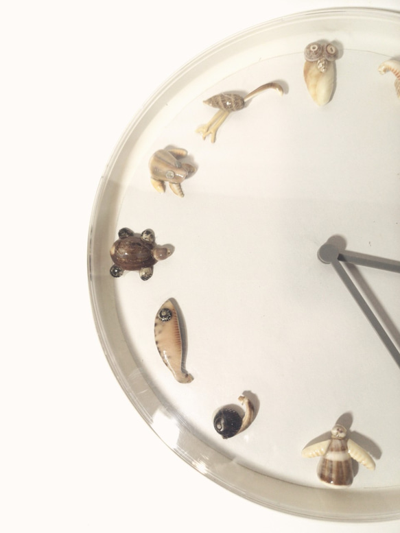 ［12動物12時］手工貝殼時鐘 掛鐘 第1張的照片