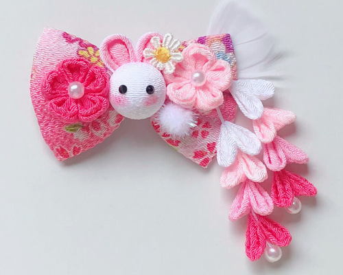 ヤッピー様専用、短毛シュシュ、つまみ細工(青)わんちゃん猫
