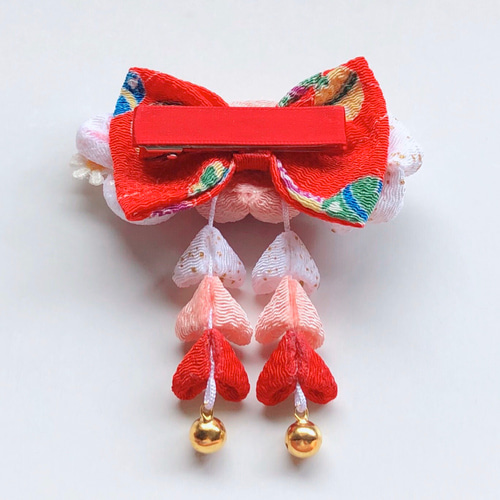 受注制作】つまみ細工《うさぎ・赤》可愛いリボン髪飾りver.2 雑貨