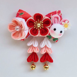 【美品】ちりめん細工 うさぎ 花嫁花婿 着物 ハンドメイド アンティーク 受注制作】つまみ細工 花嫁と花婿 うさぎ ウエディング 和装 その他