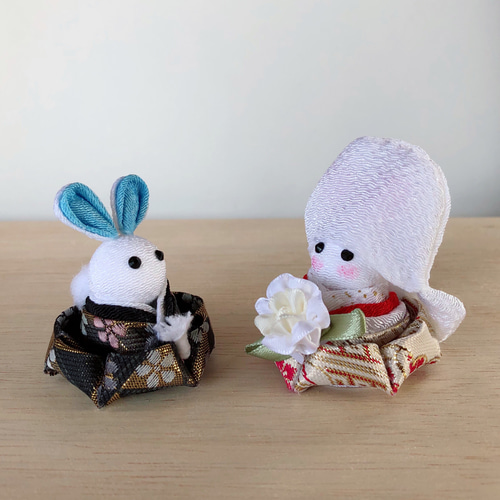 受注制作】つまみ細工 花嫁と花婿 うさぎ ウエディング 和装 その他