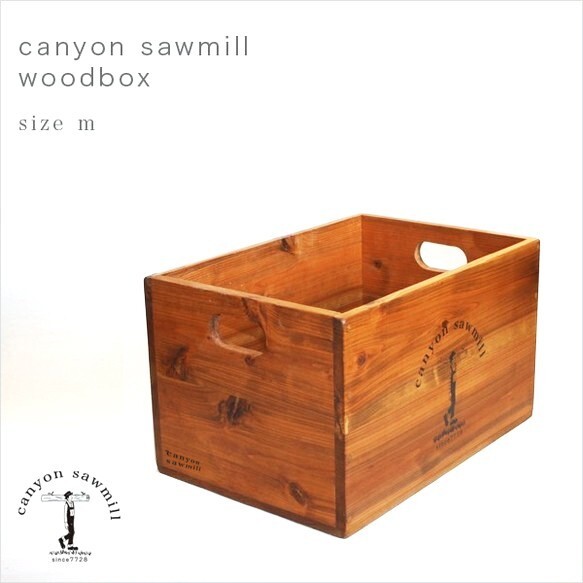 CanyonSawmill woodbox logo blk size M　受注生産　木箱　収納ボックス　収納ケース 1枚目の画像